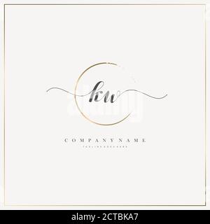 KW Initial Letter handwriting logo hand drawn template vector, logo for beauty, cosmetics, wedding, fashion and business Stock Vector