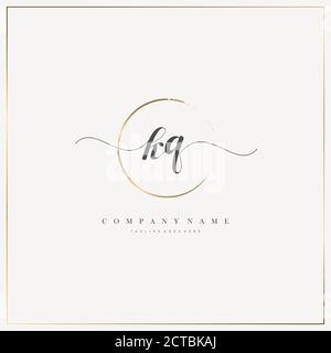KQ Initial Letter handwriting logo hand drawn template vector, logo for beauty, cosmetics, wedding, fashion and business Stock Vector