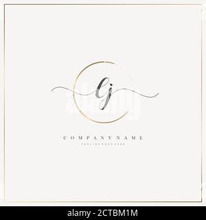 LJ Initial Letter handwriting logo hand drawn template vector, logo for beauty, cosmetics, wedding, fashion and business Stock Vector