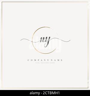 NY Initial Letter handwriting logo hand drawn template vector, logo for beauty, cosmetics, wedding, fashion and business Stock Vector