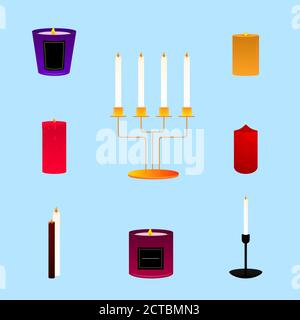 Candles set Isolated vector icons in flat design Stock Vector