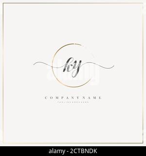 KY Initial Letter handwriting logo hand drawn template vector, logo for beauty, cosmetics, wedding, fashion and business Stock Vector