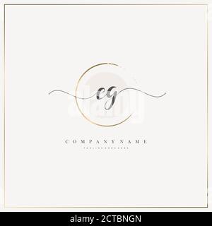 EG Initial Letter handwriting logo hand drawn template vector, logo for beauty, cosmetics, wedding, fashion and business Stock Vector