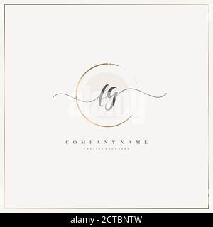 FG Initial Letter handwriting logo hand drawn template vector, logo for beauty, cosmetics, wedding, fashion and business Stock Vector