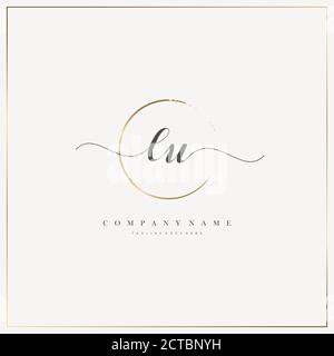 LU Initial Letter handwriting logo hand drawn template vector, logo for beauty, cosmetics, wedding, fashion and business Stock Vector