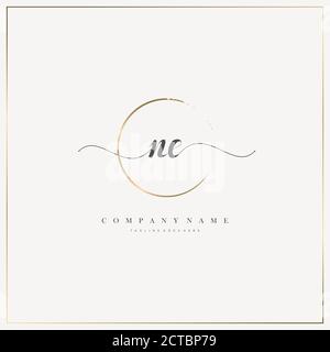NE Initial Letter handwriting logo hand drawn template vector, logo for beauty, cosmetics, wedding, fashion and business Stock Vector