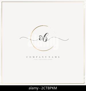 OB Initial Letter handwriting logo hand drawn template vector, logo for beauty, cosmetics, wedding, fashion and business Stock Vector