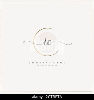 IC Initial Letter handwriting logo hand drawn template vector, logo for beauty, cosmetics, wedding, fashion and business Stock Vector