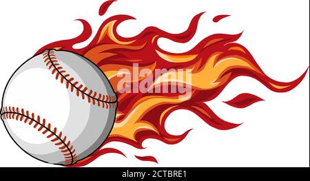 Baseball with flames in white background vector illustration Stock Vector