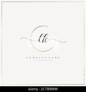 LK Initial Letter handwriting logo hand drawn template vector, logo for beauty, cosmetics, wedding, fashion and business Stock Vector