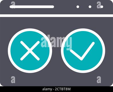 Correct and incorrect checkmarks colored icon. Online voting, rating symbol Stock Vector