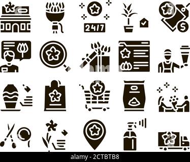 Flower Shop Boutique Collection Icons Set Vector Stock Vector Image ...
