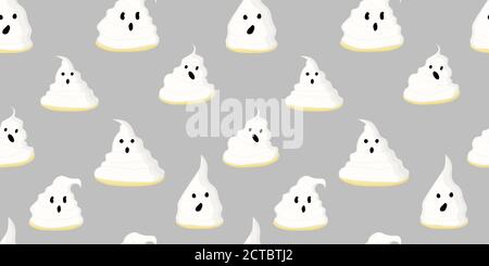 Wrapping paper design. Ghosts pattern seamless. Gray background. Halloween. Stock Vector