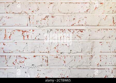 Brick wall painted with white paint Stock Photo