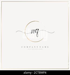 NQ Initial Letter handwriting logo hand drawn template vector, logo for beauty, cosmetics, wedding, fashion and business Stock Vector