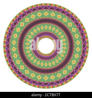 Round frame with ethnic geometric pattern. Native ornament.  The element is separate from the background. Template for postcards, invitations and your Stock Vector