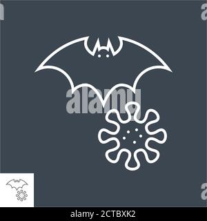 Bat carrier of coronavirus related vector thin line icon Stock Vector