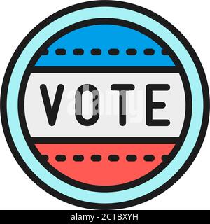 Presidential election sticker, vote label flat color line icon. Stock Vector