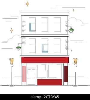 Linear illustration of an Irish pub. Vector illustration for your creativity. Stock Vector