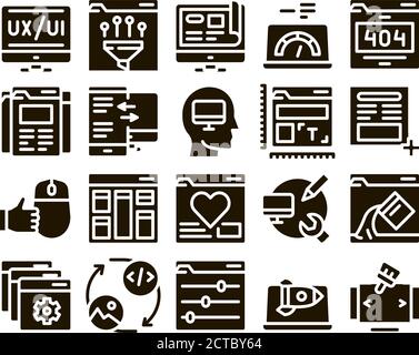 Web Design Development Glyph Set Vector Stock Vector