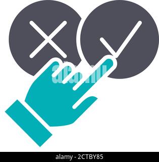 Correct and incorrect checkmarks colored icon. Person vote, right and wrong tick symbol Stock Vector