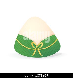 Zongzi Traditional Chinese rice pudding - Duanwu or Zhongxiao festival - vector illustration isolated on white background Stock Vector
