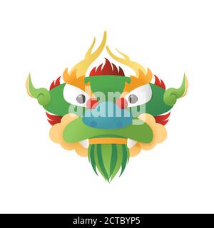 Traditional Chinese Dragon - head front view - vector illustration isolated Stock Vector