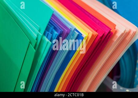 An assortment of multicolored fleece sheets for craft Stock Photo