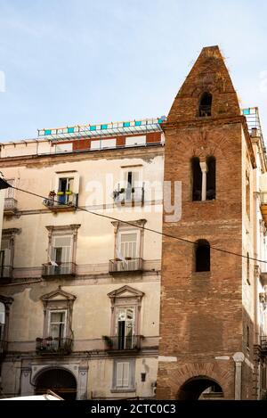 Street in historic center of Naples, Italy. Stock Photo