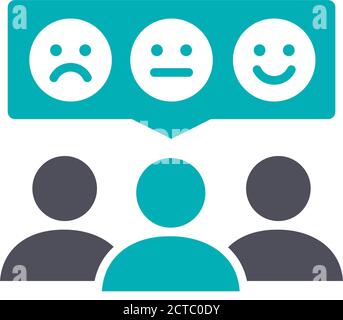People with emotions in chat bubble colored icon. Client satisfaction, happy customers, positive feedback symbol Stock Vector