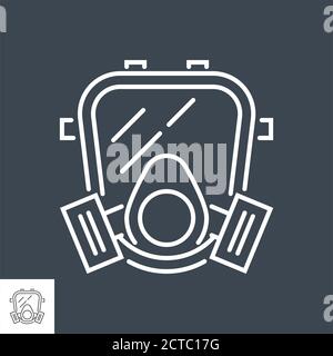 Gas mask related vector thin line icon. Stock Vector
