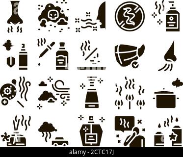 Odor Aroma And Smell Glyph Set Vector Stock Vector