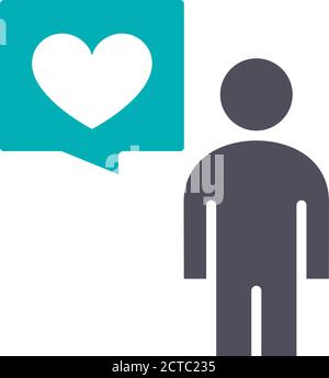 Talk and think about love colored icon. Speech bubble with heart, like, feedback symbol Stock Vector