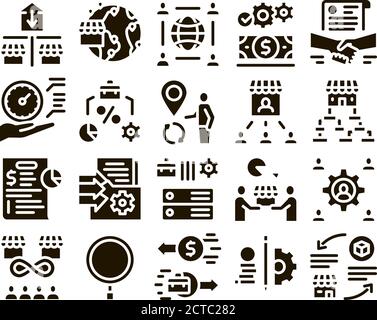 Outsource Management Glyph Set Vector Stock Vector