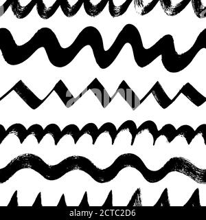 Wavy, zig zag, curly lines seamless vector pattern Stock Vector