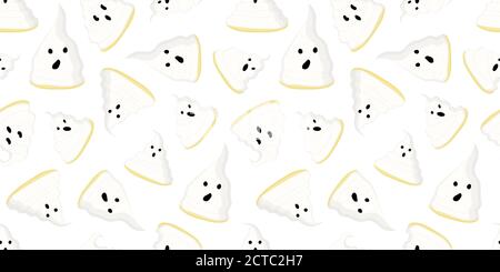 Wrapping paper design. Ghosts pattern seamless. White background. Halloween. Stock Vector