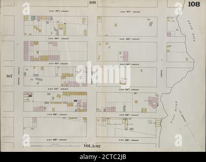 Plate 108: Map bounded by East 57th Street, East River, East 52nd Street, Second Avenue, still image, Maps, 1857 - 1862, Perris, William Stock Photo