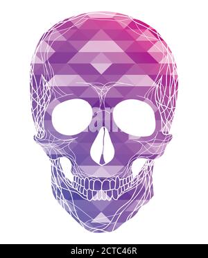 Illustration of human skull with polygonal background. Front view. The element is separate from the background. Vector element for your creativity Stock Vector