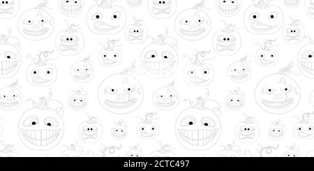 Halloween coloring book. Funny pumpkin on a white background pattern. Children's coloring. Stock Vector