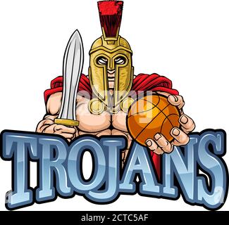 Trojan Spartan Basketball Sports Mascot Stock Vector