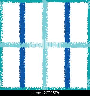 Vector wicker weave seamless pattern background. Thin painterly overlapping painterly grunge stripes grid backdrop. Woven criss cross blue geometric Stock Vector