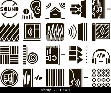 Soundproofing Building Material Icons Set Vector Stock Vector