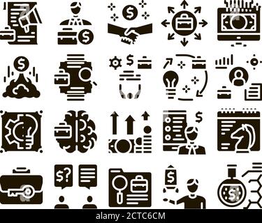 Entrepreneur Business Glyph Set Vector Stock Vector
