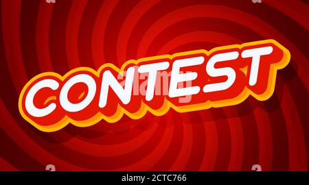 Contest red and yellow text effect template with 3d type style and retro concept swirl red background vector illustration. Stock Vector