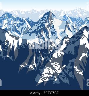 vector Himalaya alps mountains background texture seamless pattern Stock Vector