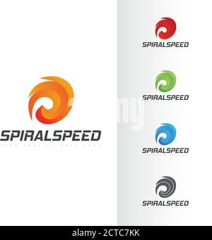 Spiral shaped logo abstract elegant bold speedy spinning cyclonic power hand drawn Stock Vector