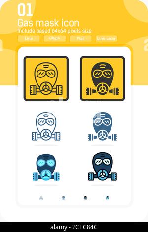gas mask premium icon with multiple style isolated on white background. Vector symbol concept design template for web design and apps and medical Stock Vector