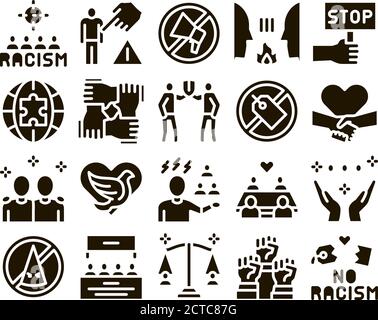 Racism Discrimination Glyph Set Vector Stock Vector