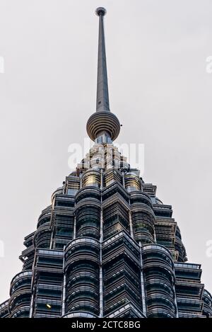 March 17, 2018: Top of one of Petronas Twin Towers in Kuala Lumpur, Malaysia Stock Photo