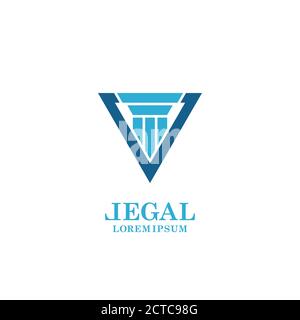 Column icon in delta frame on white background. Logo design for law offices and museums. Stock Vector